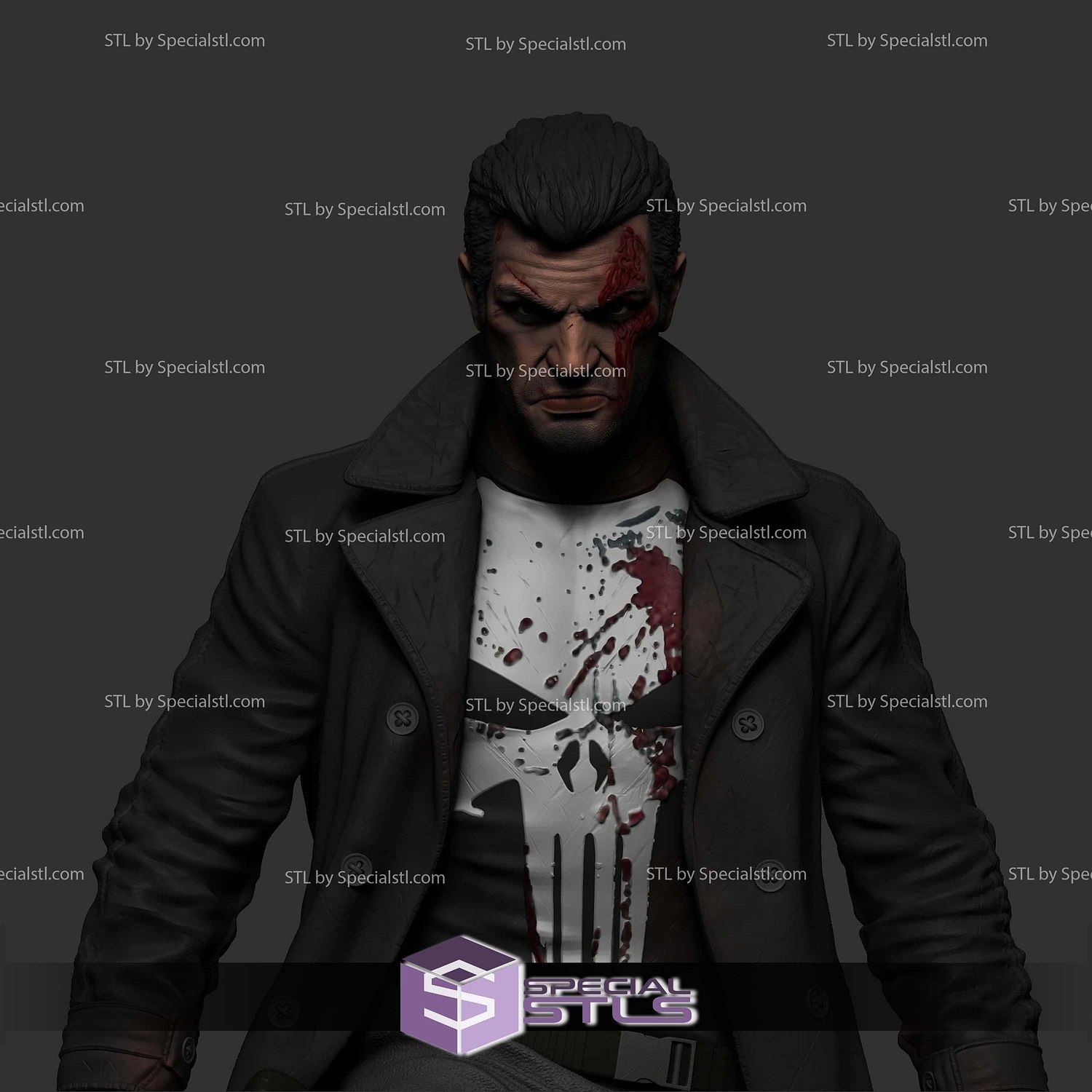 Punisher Frankcastle Chasing STL Files 3D Model — view 3