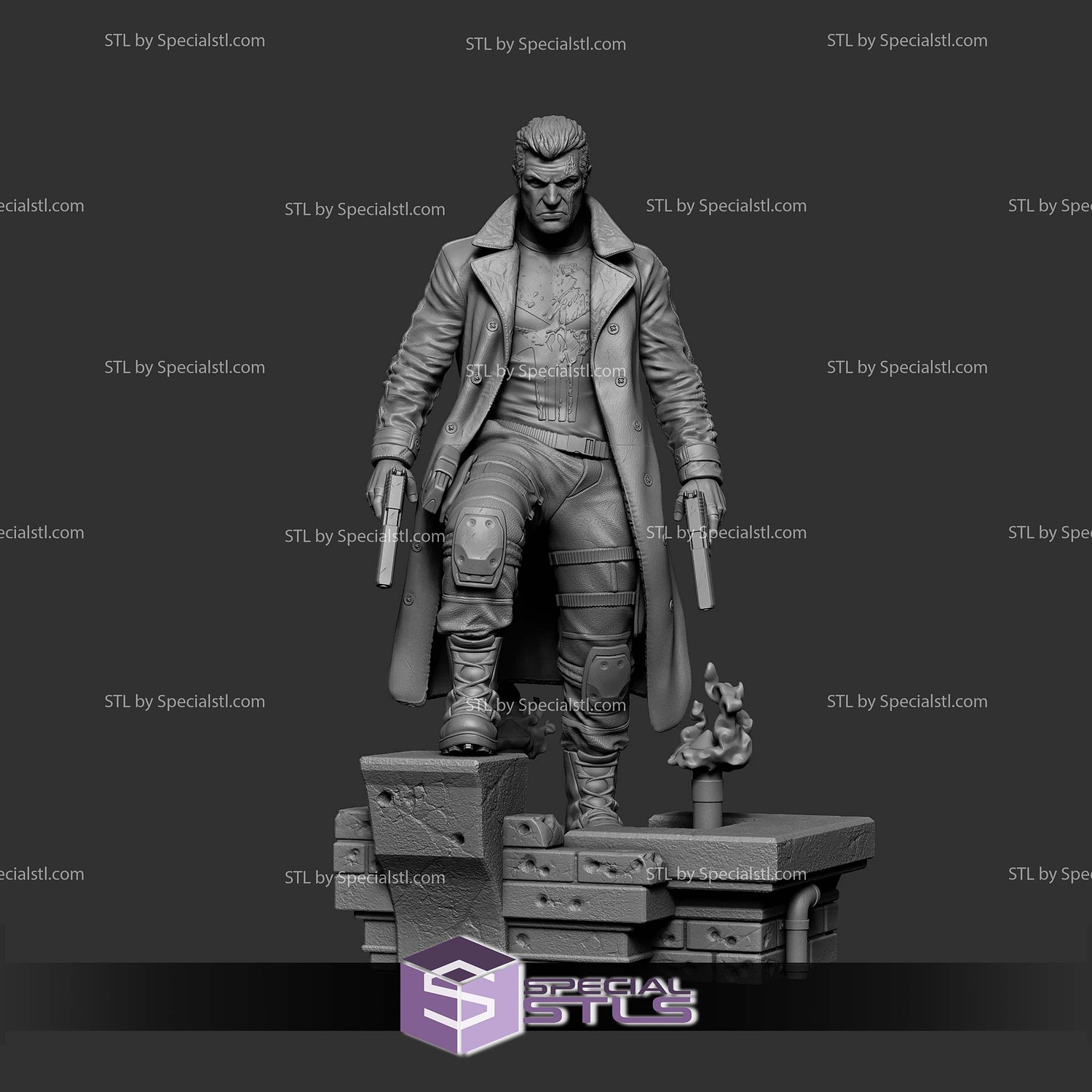 Punisher Frankcastle Chasing STL Files 3D Model — view 4
