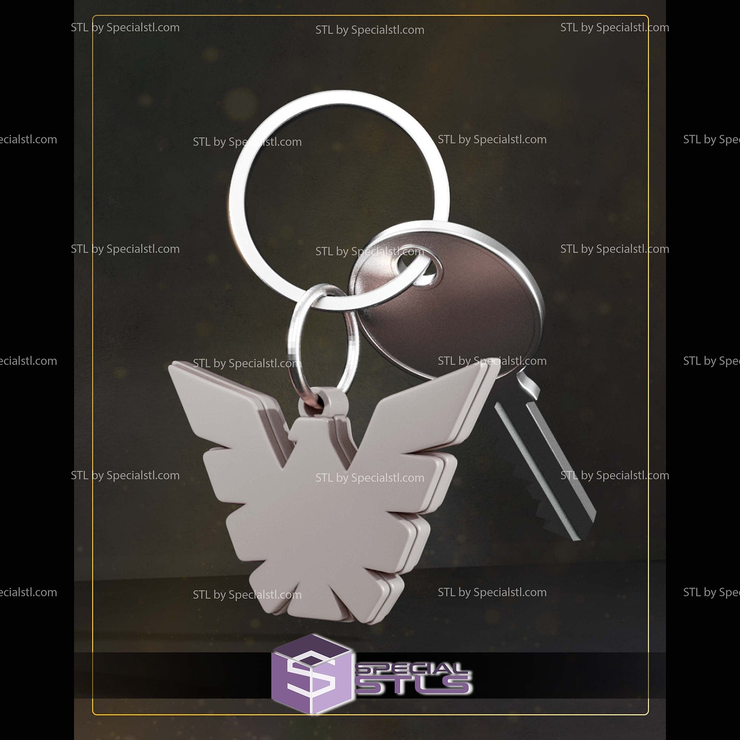 Dark Phoenix Logo Keychain 3D Printer Files STL Model — view 2