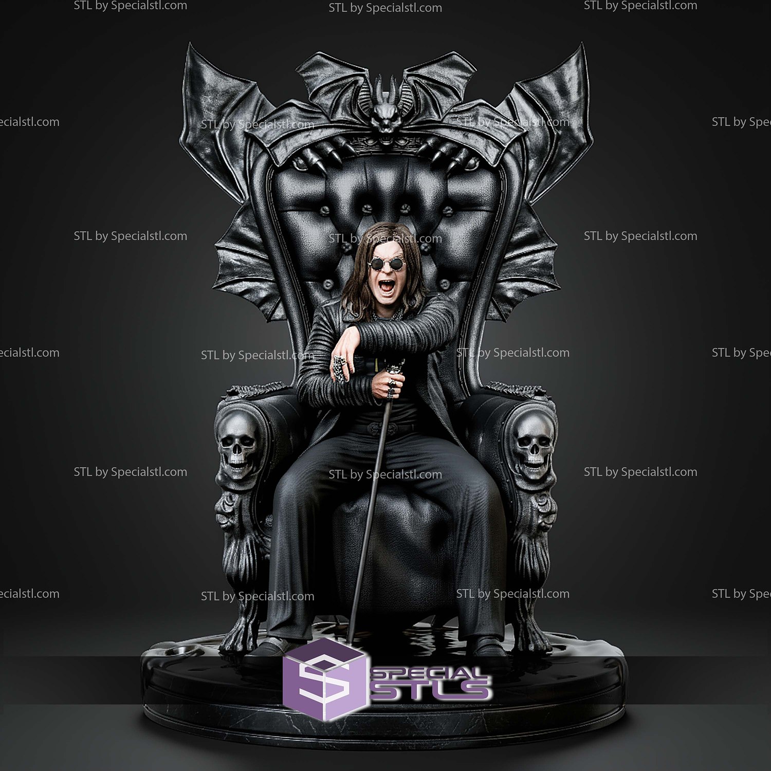 Ozzy Osbourne Throne 450mm STL Files 3D Model — view 2