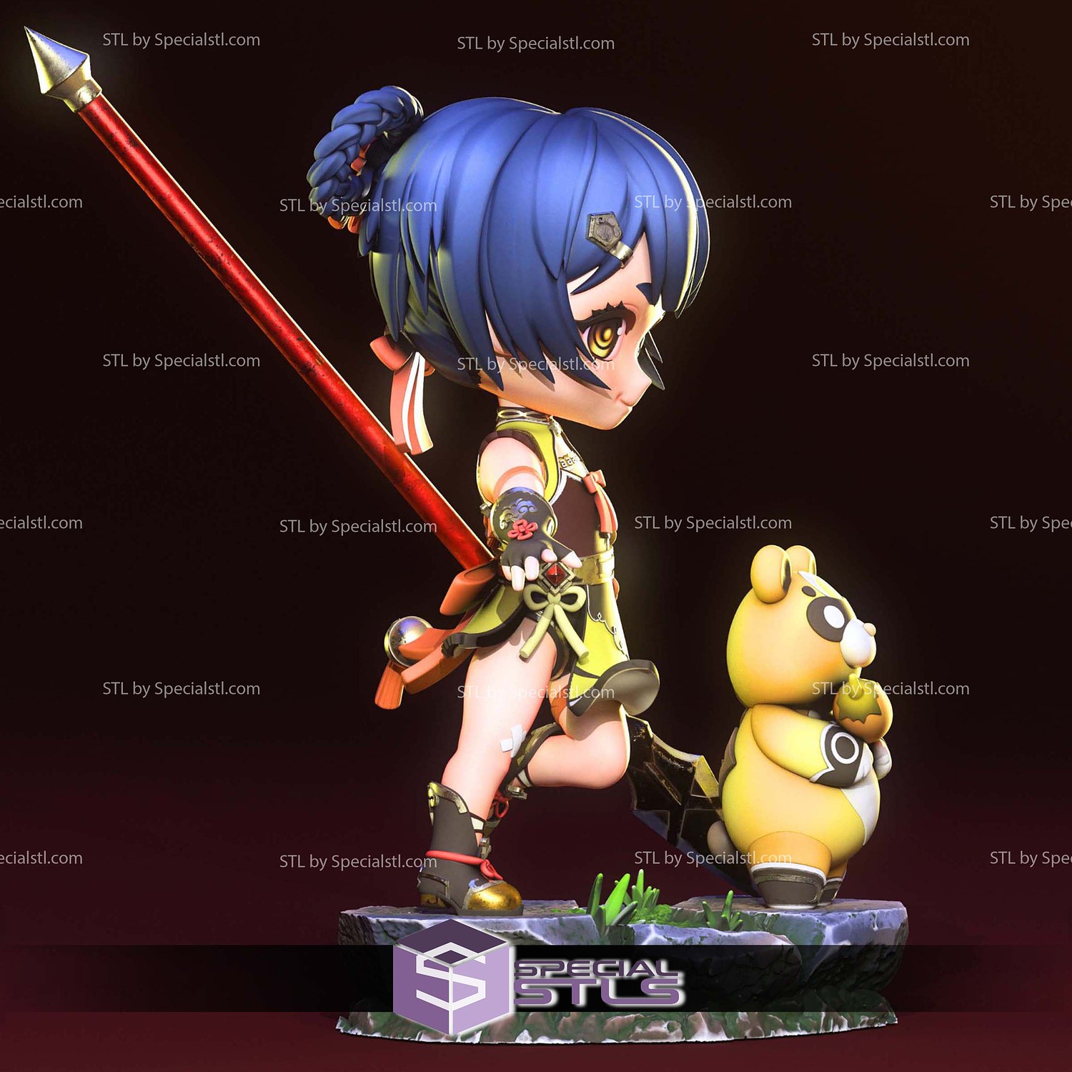 Xiangling Chibi Genshin Impact STL Files 3D Model — view 2
