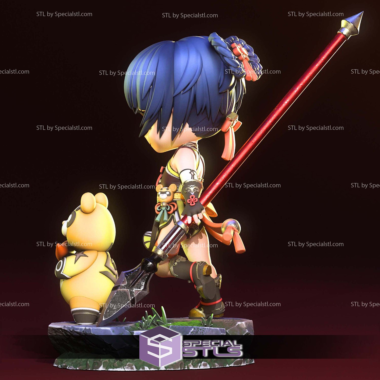 Xiangling Chibi Genshin Impact STL Files 3D Model — view 4