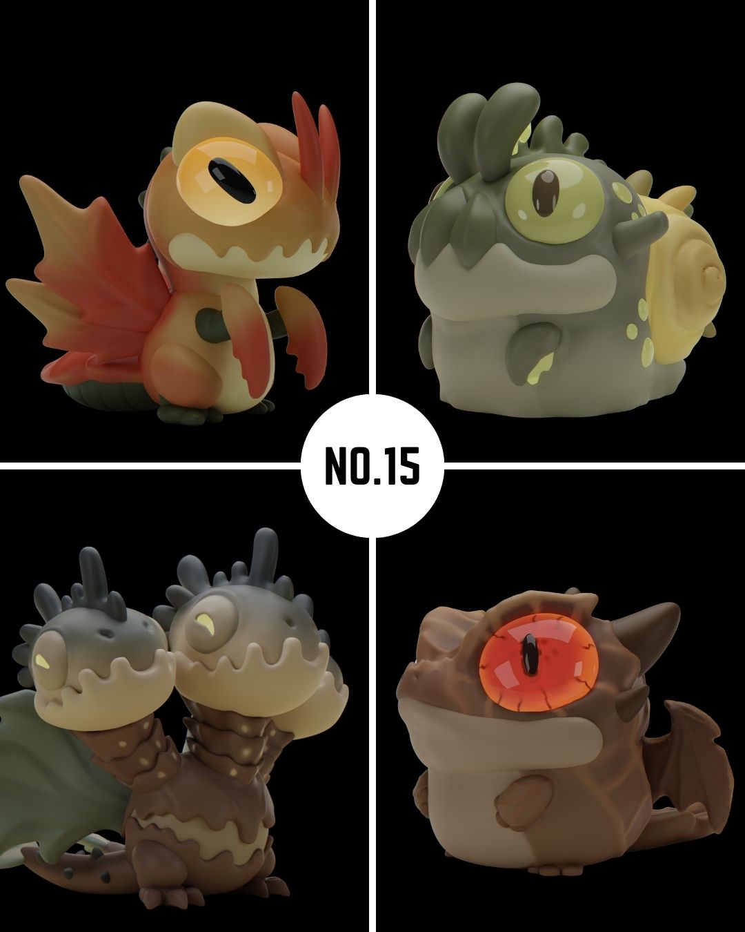 Grumpii 3D Printable Art Toy - Chubbii Series - Set 15 STL Model — view 2