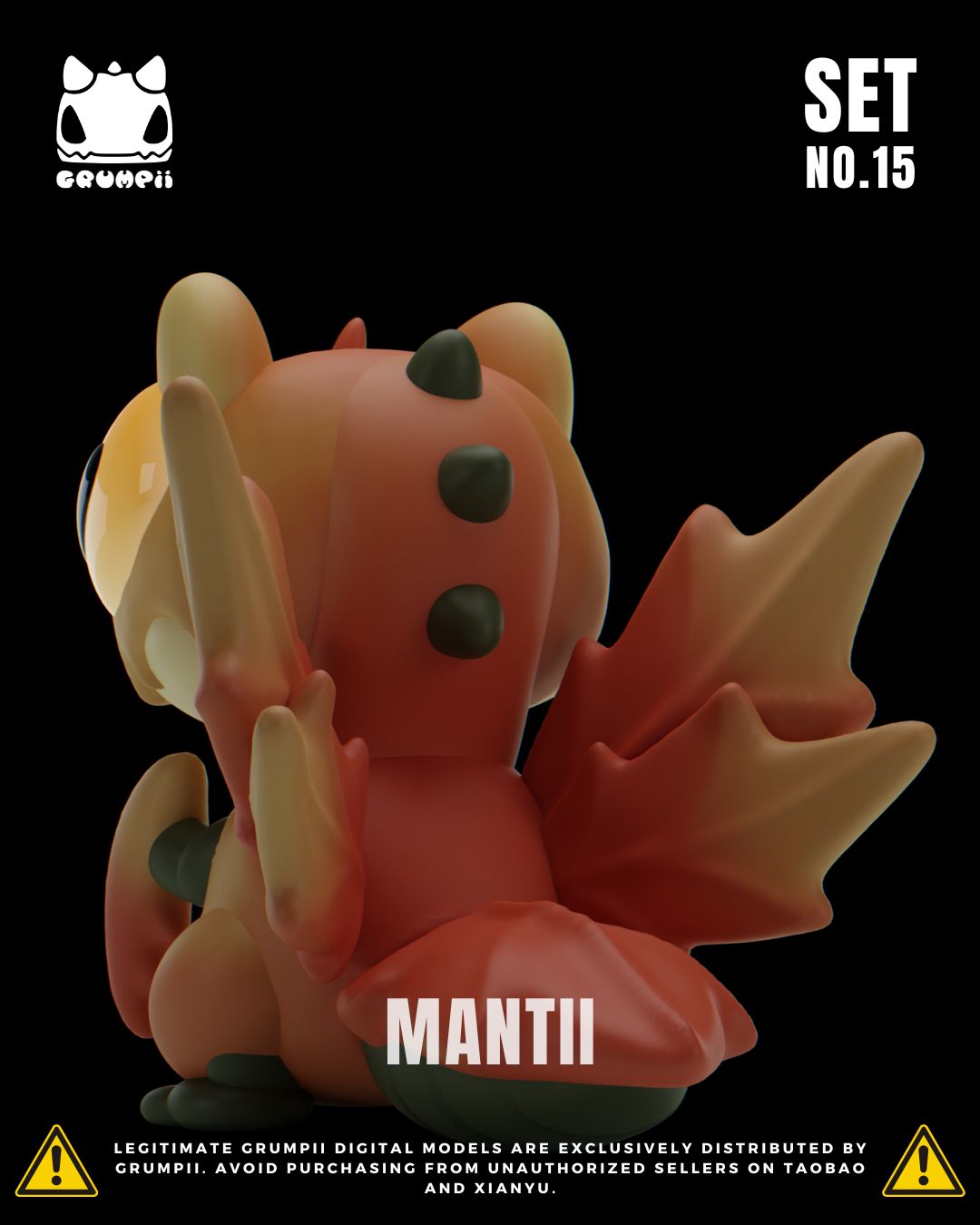 Grumpii 3D Printable Art Toy - Chubbii Series - Set 15 STL Model — view 4