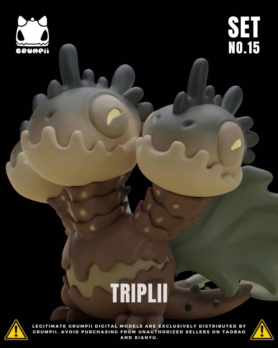 Grumpii 3D Printable Art Toy - Chubbii Series - Set 15 STL Model — view 8