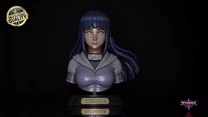 Hinata Hyuga Bust STL Naruto 3D Print OBJ Model