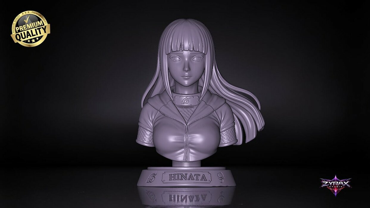 Hinata Hyuga Bust STL Naruto 3D Print OBJ Model — view 3