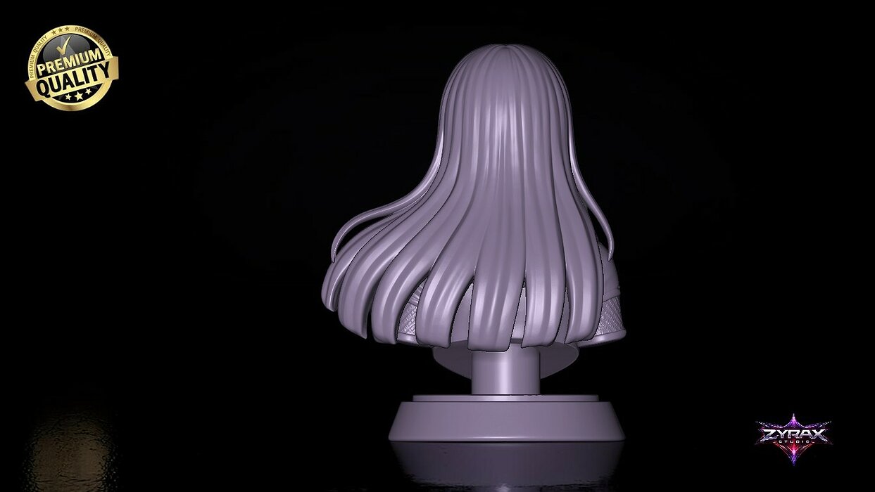 Hinata Hyuga Bust STL Naruto 3D Print OBJ Model — view 6