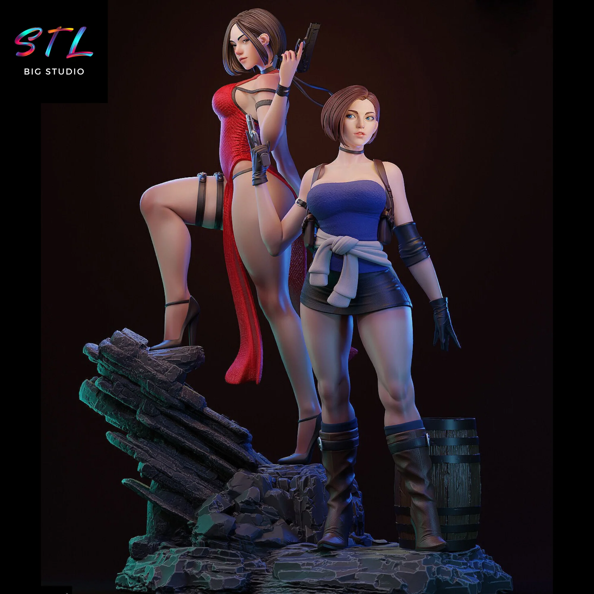 Jill Valentine and Ada Wong STL | Resident Evil | 3D Printable Figure Model