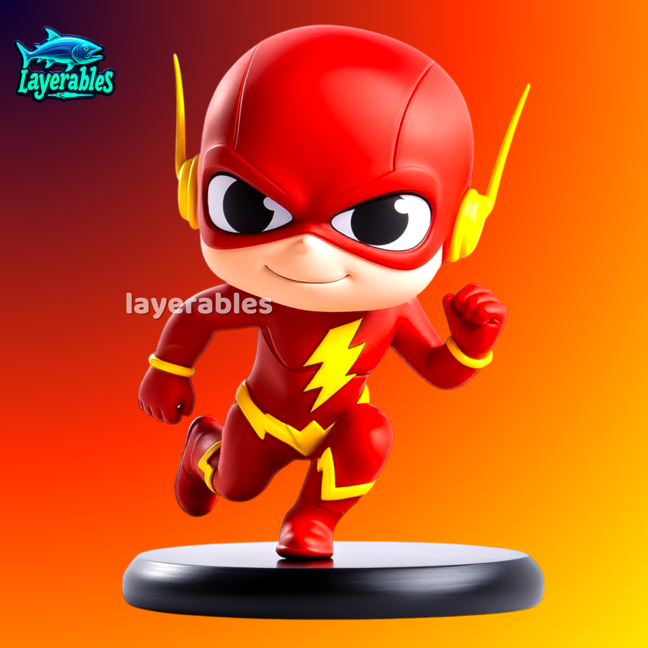 Chibi Flash STL – DC Superhero Running Pose – Cute Fan Art 3D Print Model Model