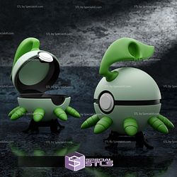 Basic Pokemon Collection Bayleef Pokeball 3D STL Model — view 1