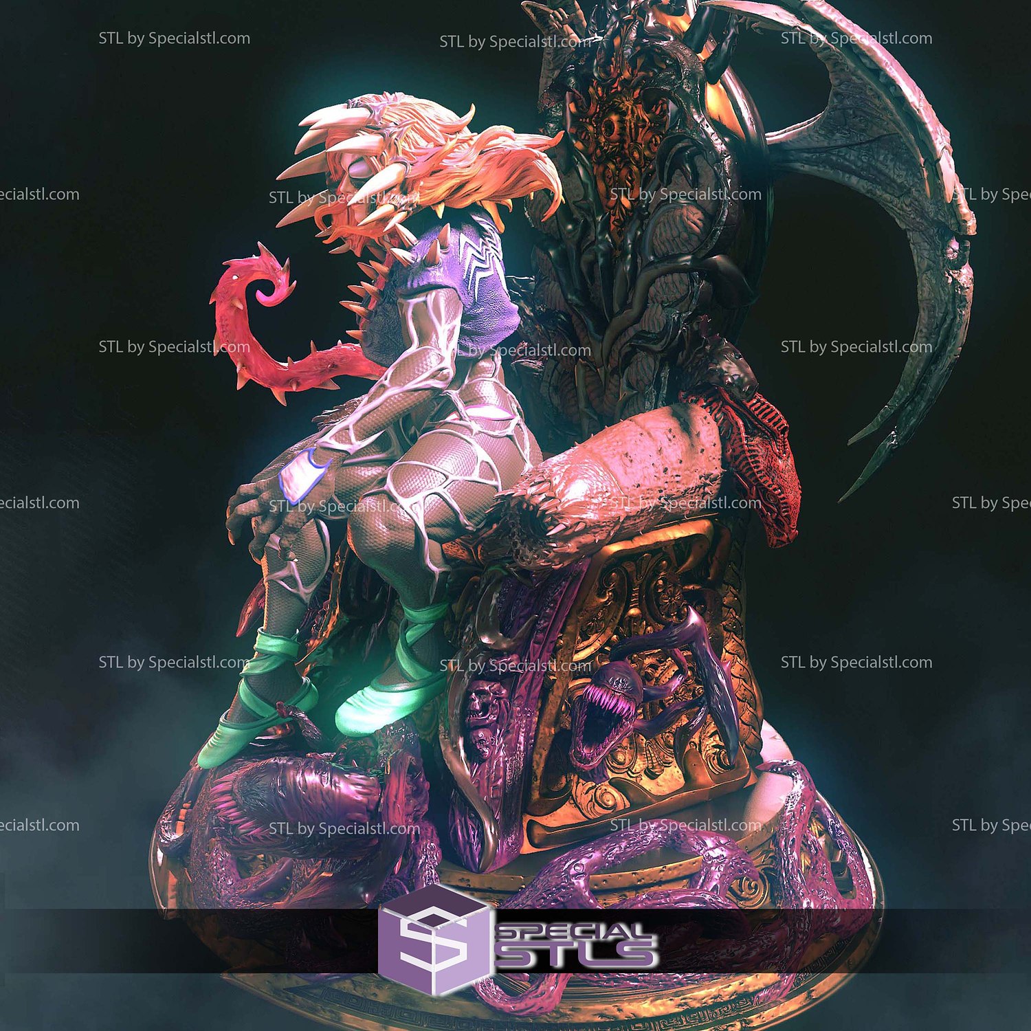 Gwen Venomized Gwenom Throne STL Files 3D Model — view 2