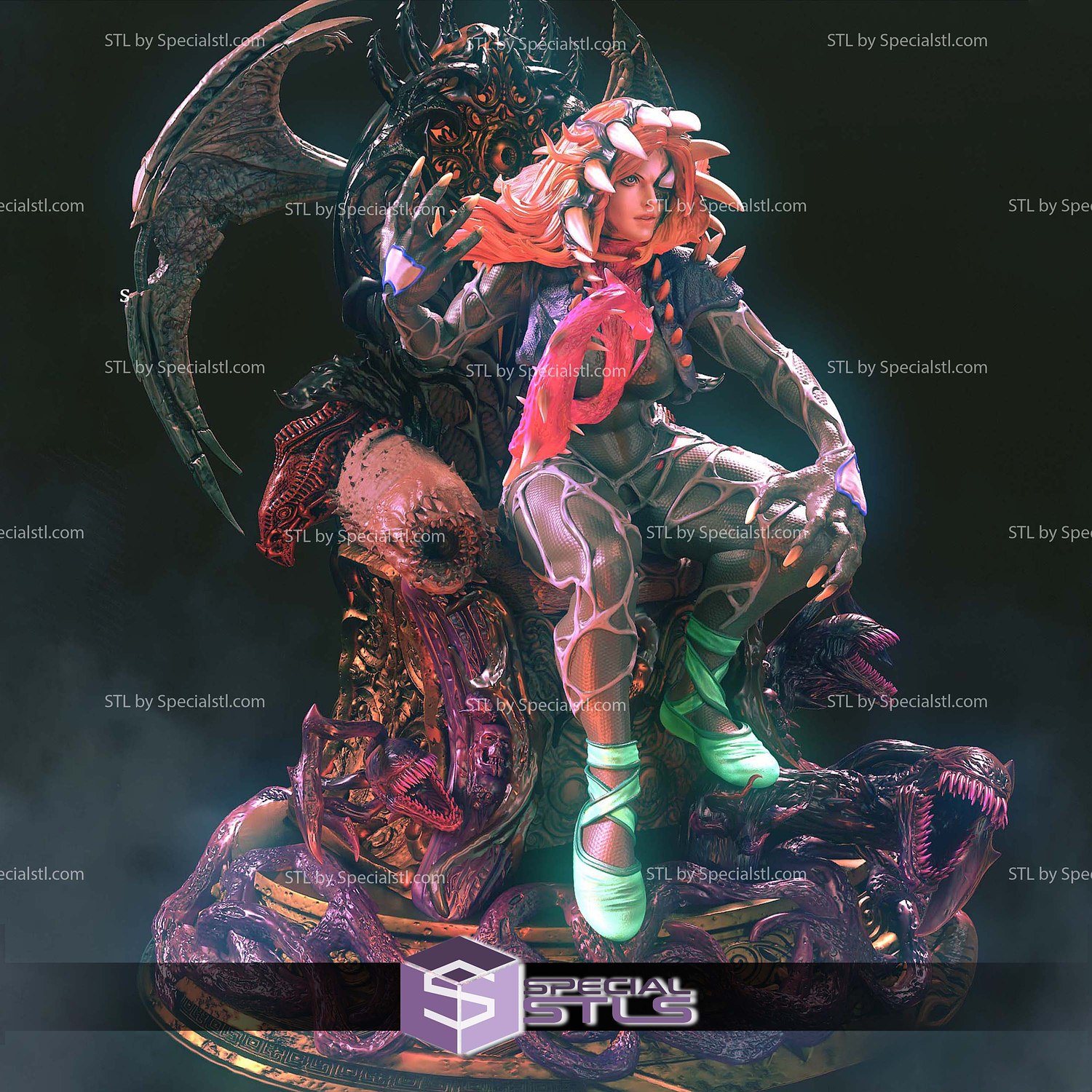 Gwen Venomized Gwenom Throne STL Files 3D Model — view 3