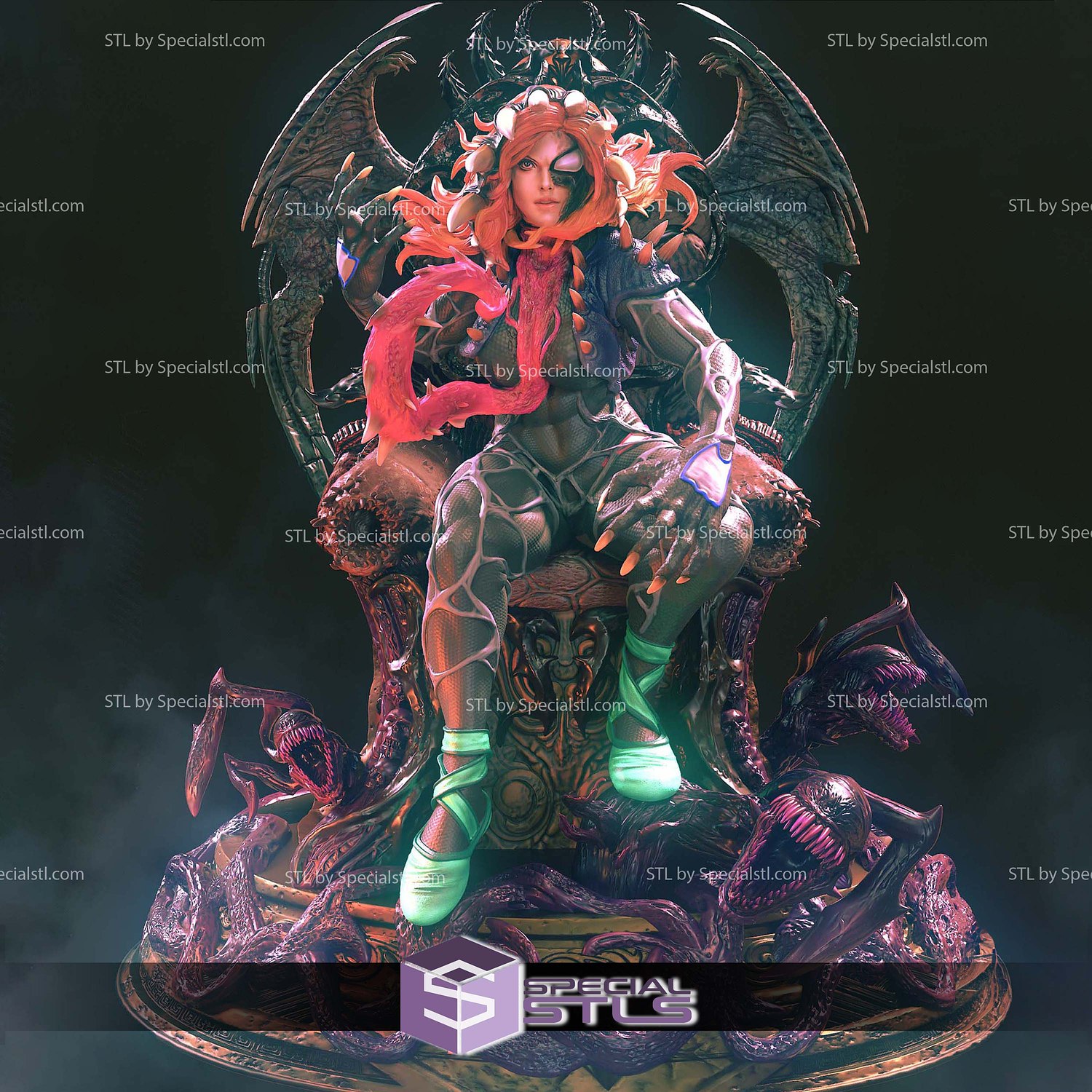 Gwen Venomized Gwenom Throne STL Files 3D Model — view 4