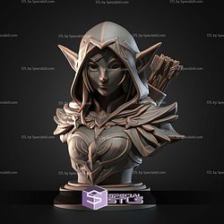 Mini Fantasy STL Collection Elf Ranger Bust 3D Model