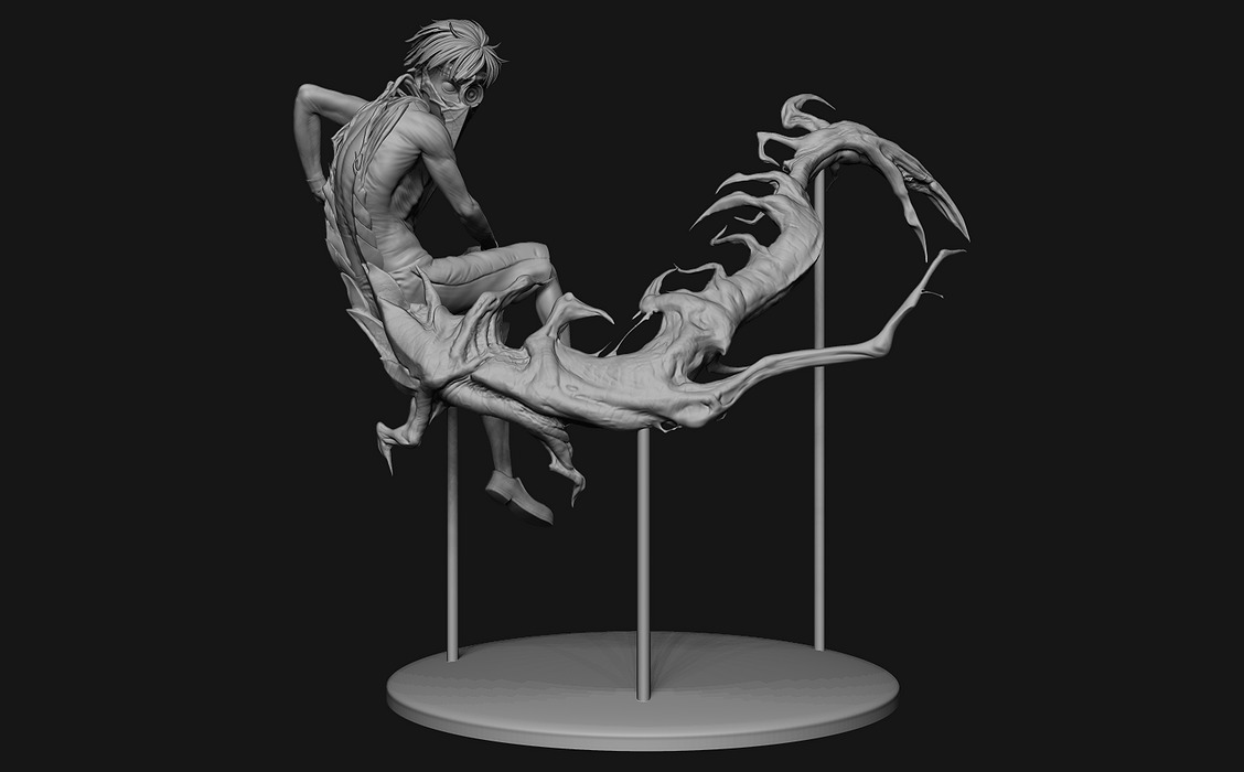 Tokyo Ghoul Centipede Kaneki Statue 3D OBJ Model — view 2