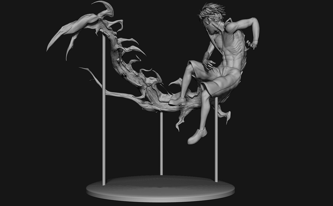 Tokyo Ghoul Centipede Kaneki Statue 3D OBJ Model — view 3