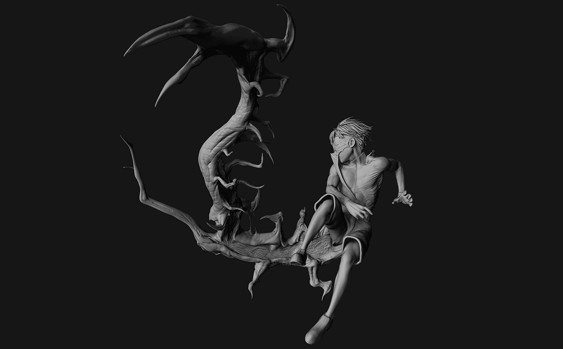 Tokyo Ghoul Centipede Kaneki Statue 3D OBJ Model — view 4