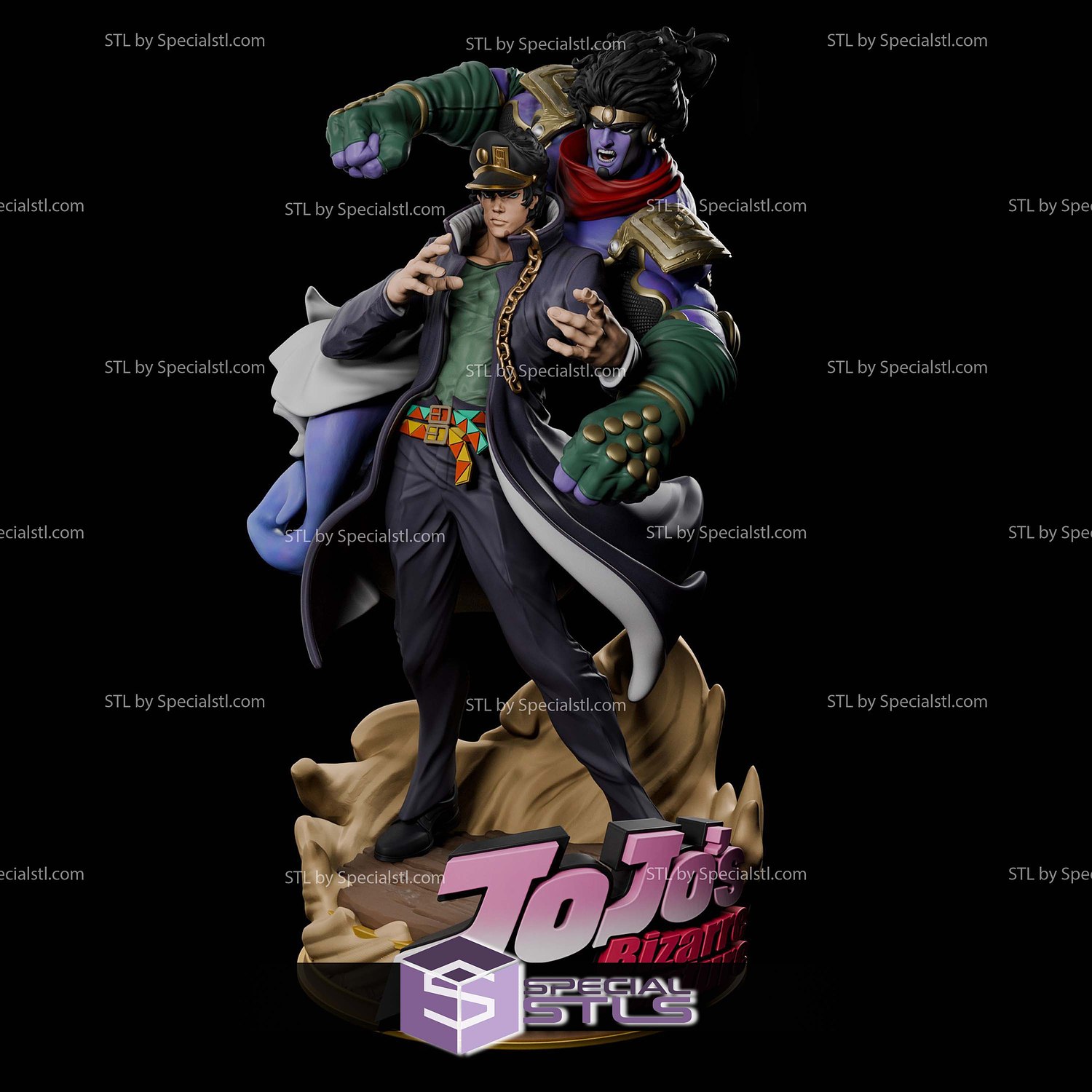 Jotaro Kujo and Star Platinum V2 3D Printer Files STL Model — view 3