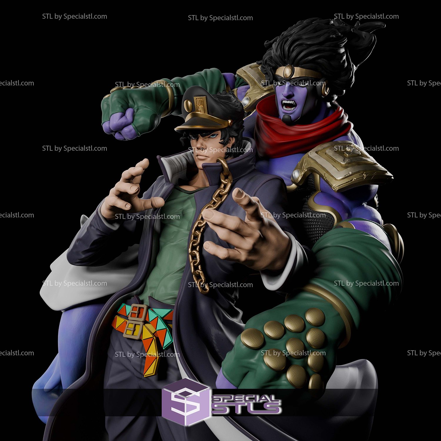 Jotaro Kujo and Star Platinum V2 3D Printer Files STL Model — view 4