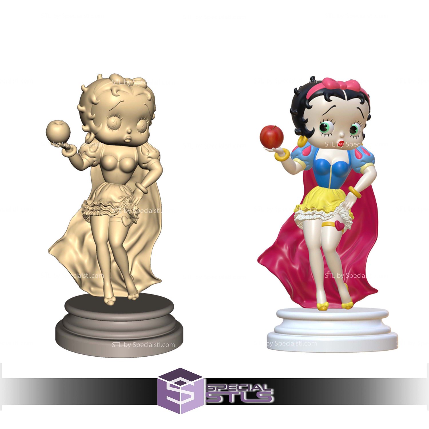 Betty Boop Snow White Sculptures 3D Printing STL Model — view 3