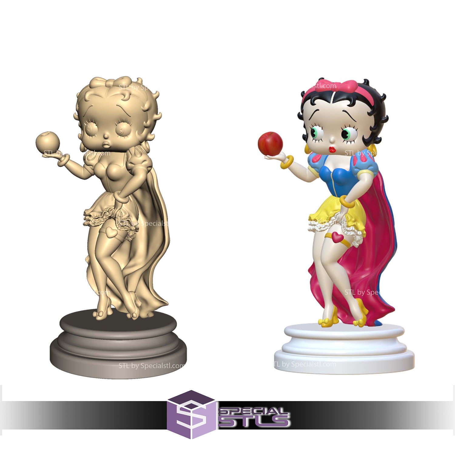 Betty Boop Snow White Sculptures 3D Printing STL Model — view 4