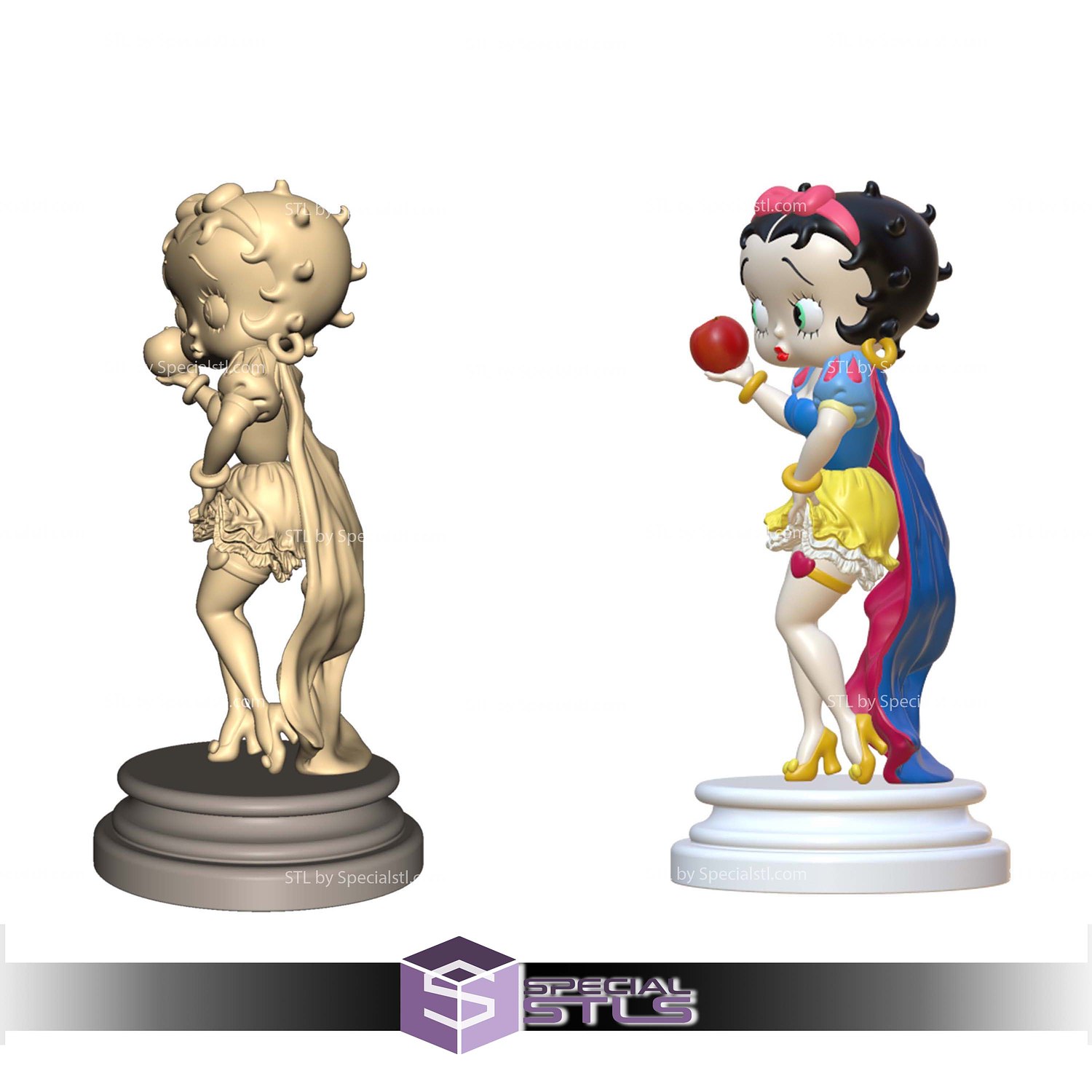 Betty Boop Snow White Sculptures 3D Printing STL Model — view 5