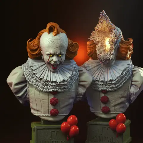 Pennywise Deadlights Bust 3D Printer Files | Assembly STL Model