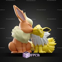 Basic Pokemon Collection Flareon and Jolteon Love statue 3D STL Model