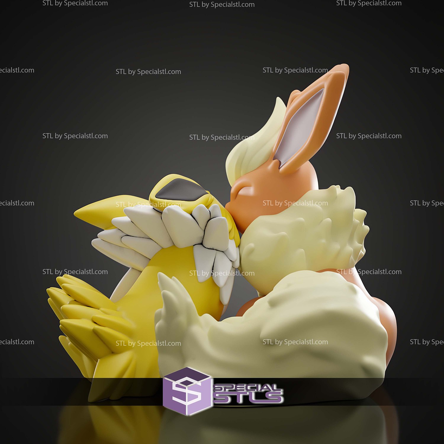 Basic Pokemon Collection Flareon and Jolteon Love statue 3D STL Model — view 4