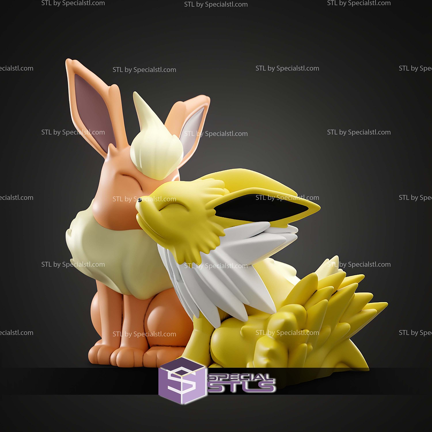 Basic Pokemon Collection Flareon and Jolteon Love statue 3D STL Model — view 5
