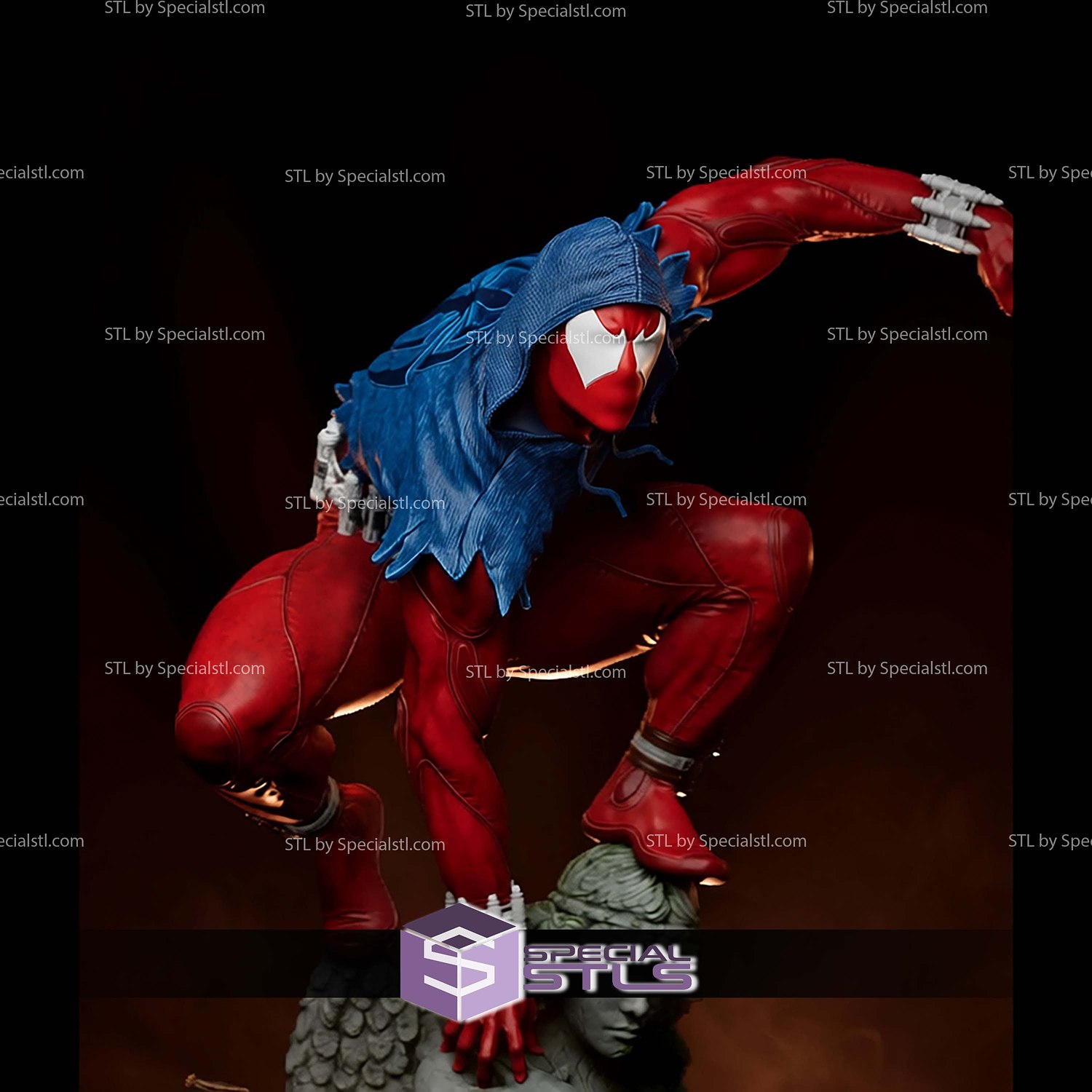 Scarlet Spider Action Pose STL Files 3D Model — view 2