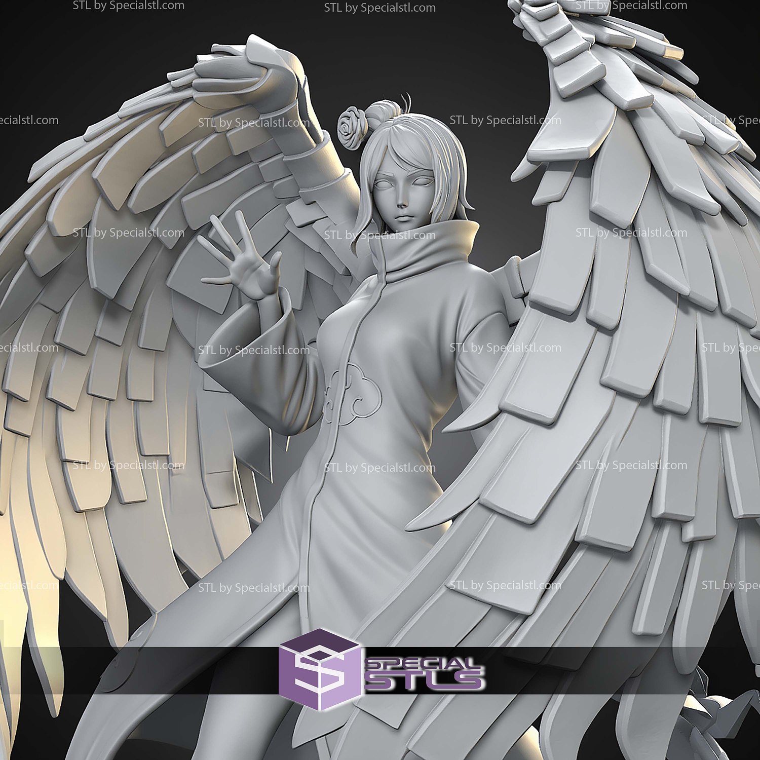 Konan Naruto Akatsuki Paper Angel STL Files 3D Model — view 5