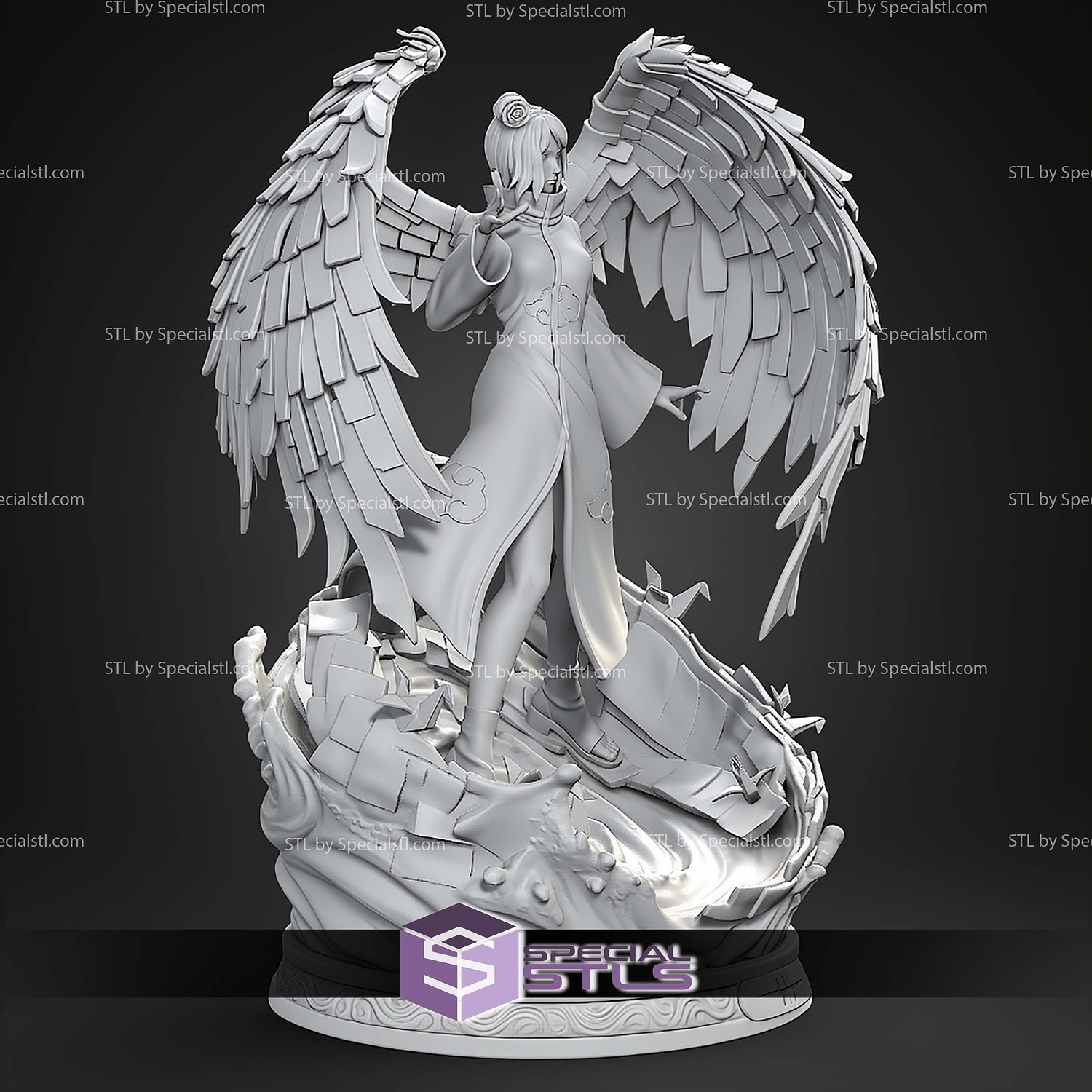 Konan Naruto Akatsuki Paper Angel STL Files 3D Model — view 7