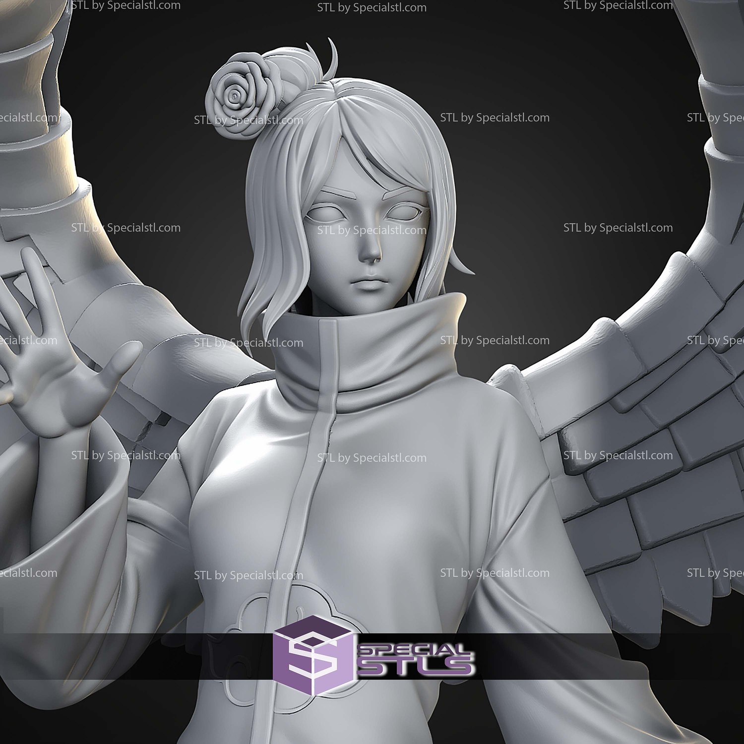 Konan Naruto Akatsuki Paper Angel STL Files 3D Model — view 8