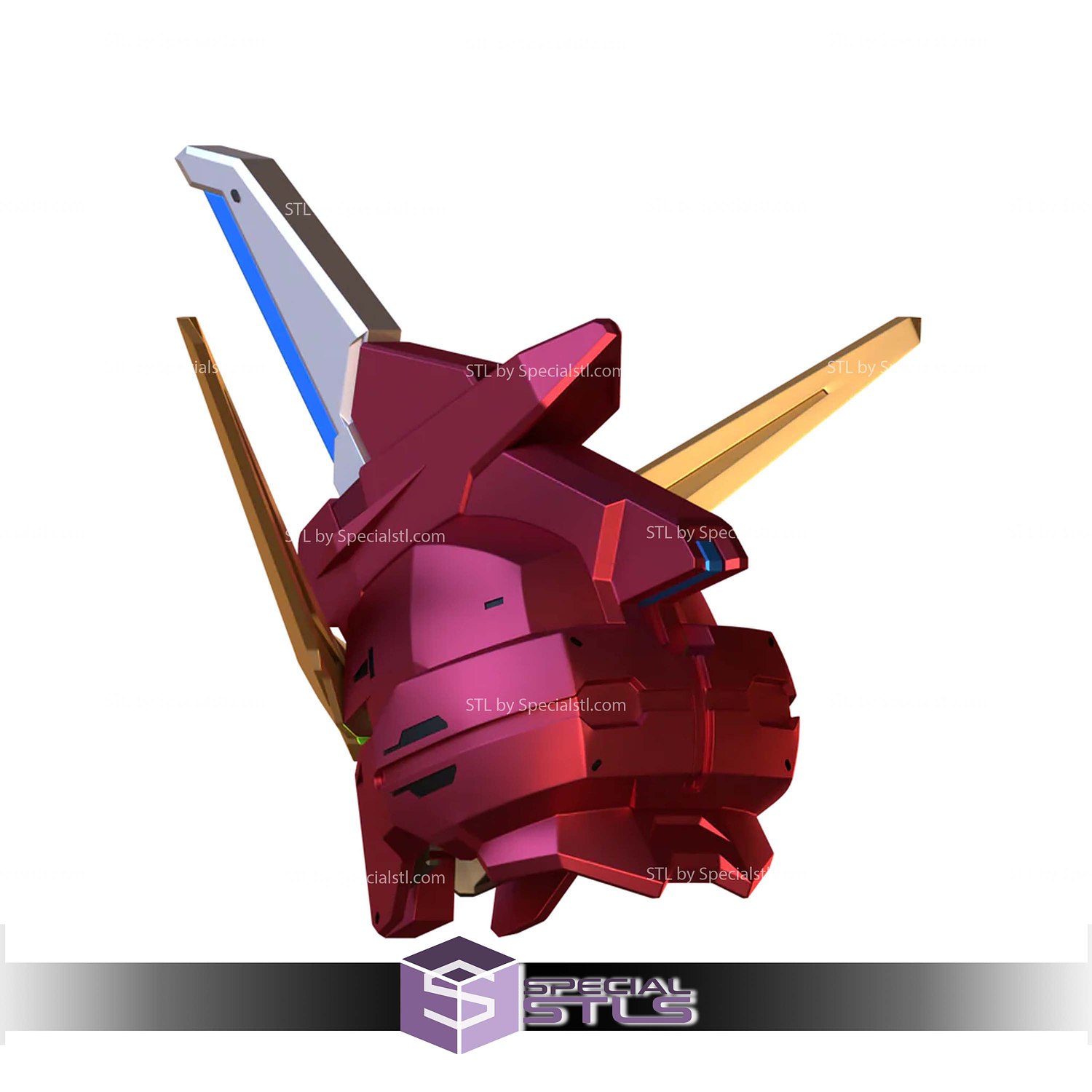 Cosplay STL Files ZGMF-X09A Justice Gundam Helmet 3D Model — view 2