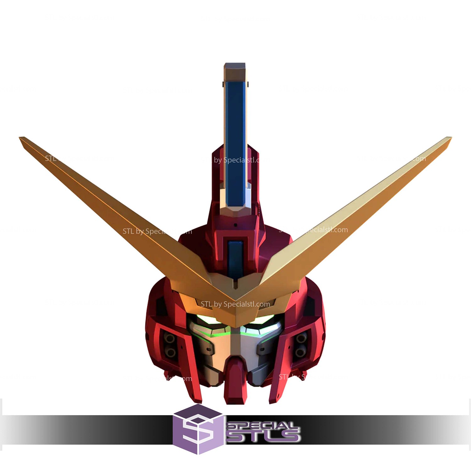 Cosplay STL Files ZGMF-X09A Justice Gundam Helmet 3D Model — view 3