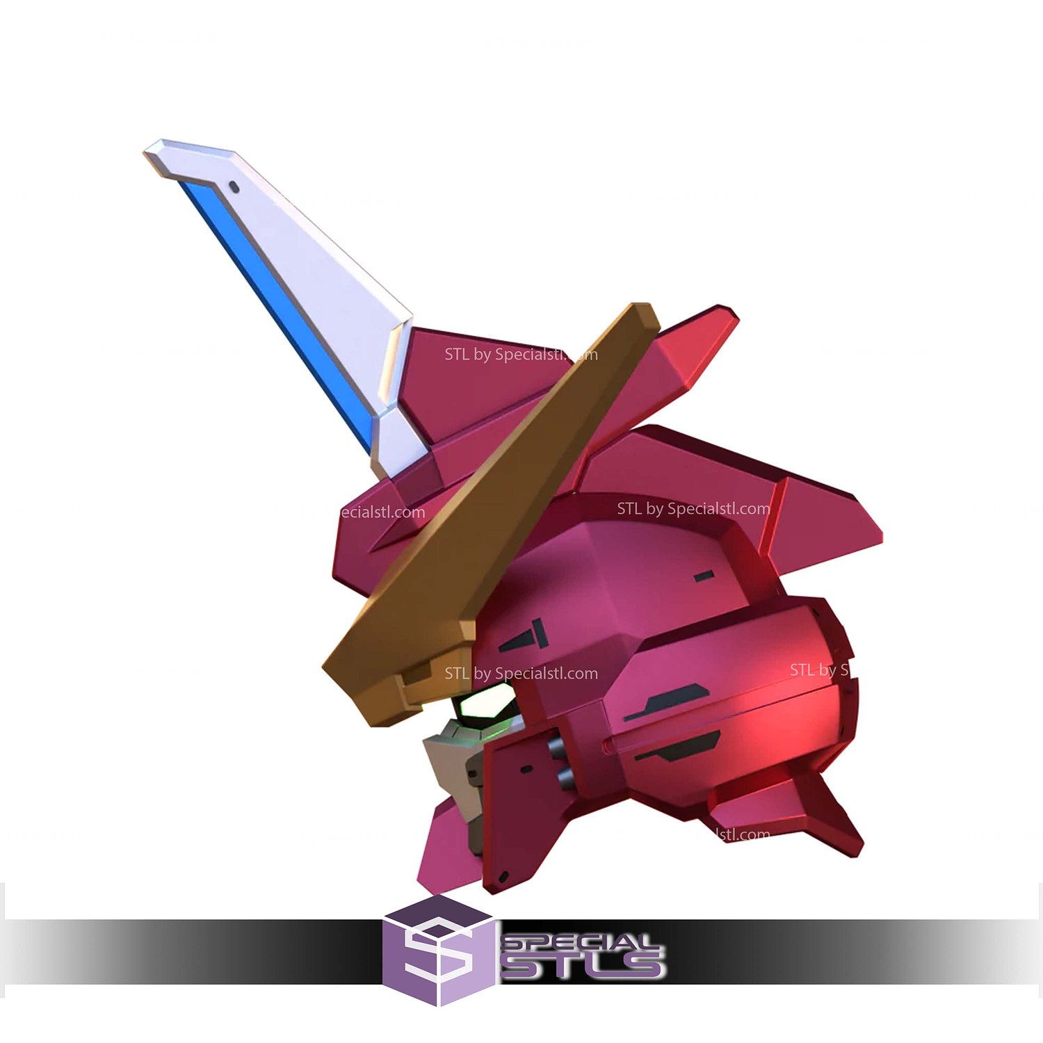 Cosplay STL Files ZGMF-X09A Justice Gundam Helmet 3D Model — view 4