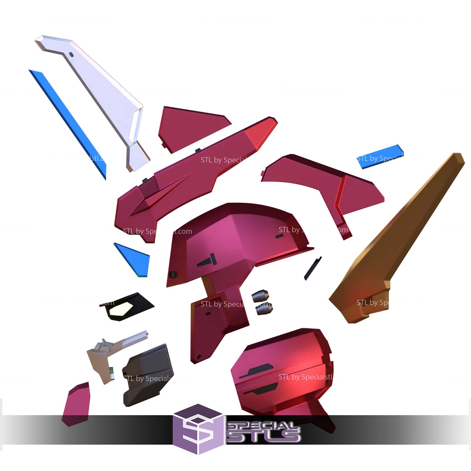 Cosplay STL Files ZGMF-X09A Justice Gundam Helmet 3D Model — view 6