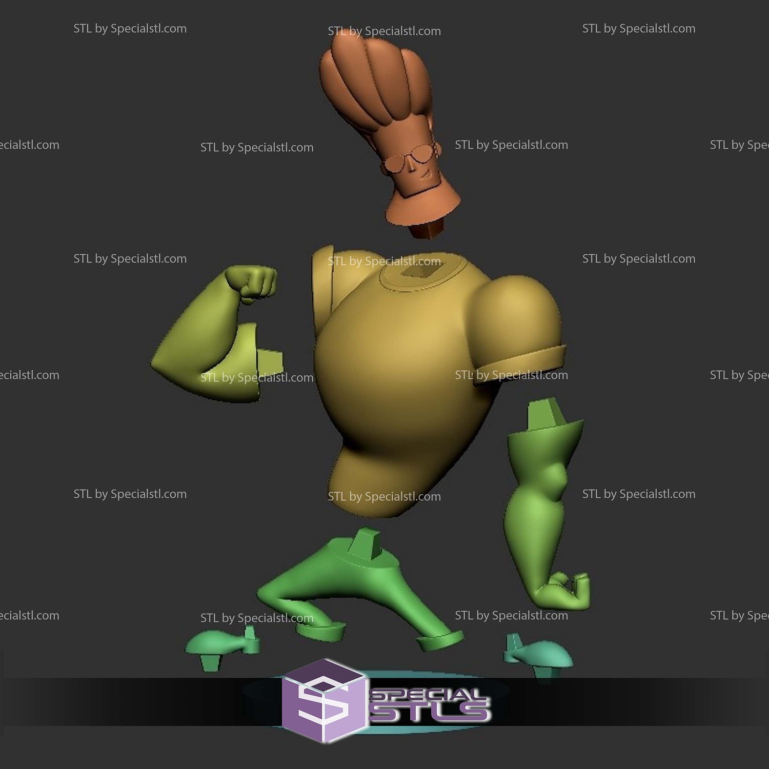 Johny Bravo Cartoon Sculptures 3D Printing STL Model — view 4