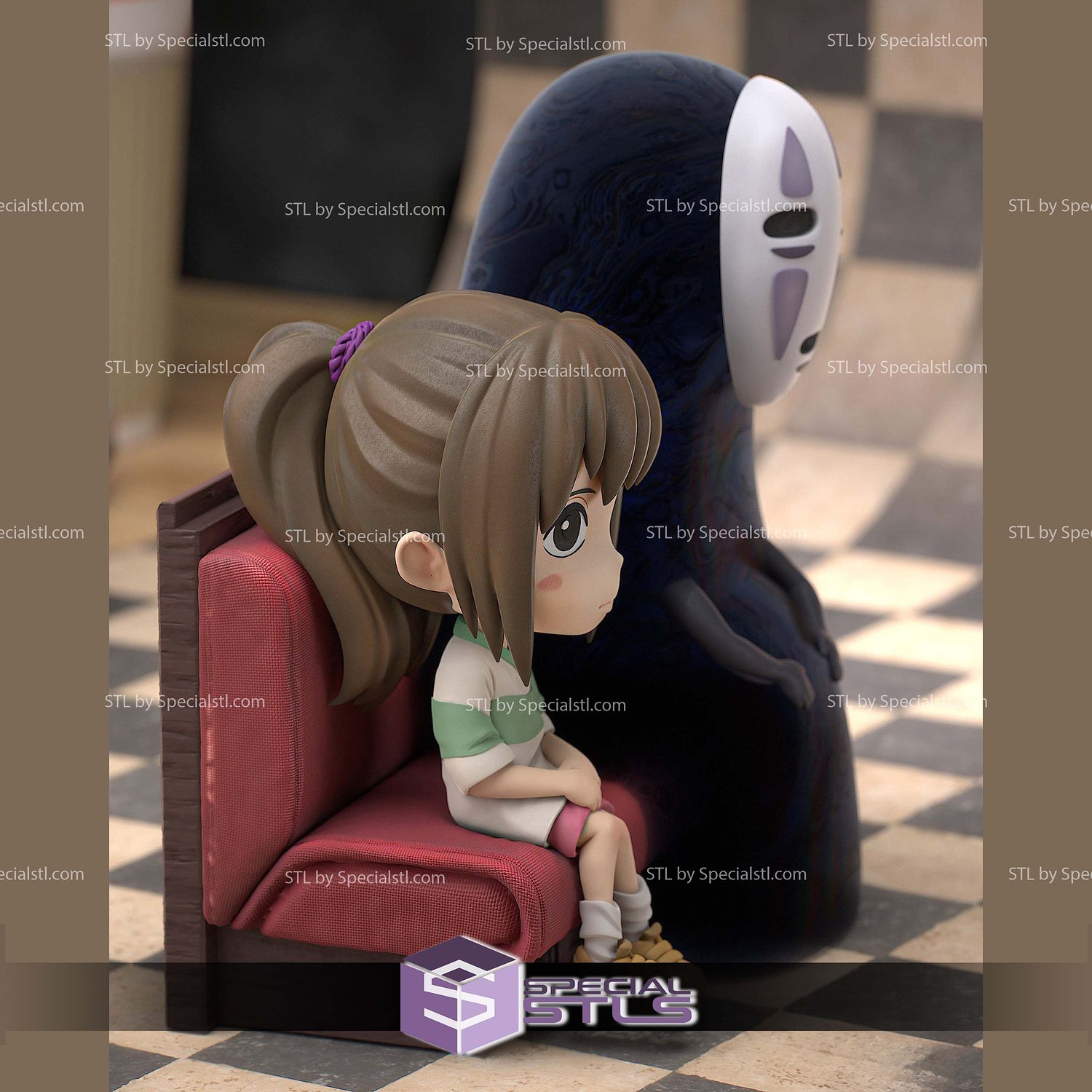 Chihiro Kaonashi Spirited Away Chibi 3D Printer Files STL Model — view 2