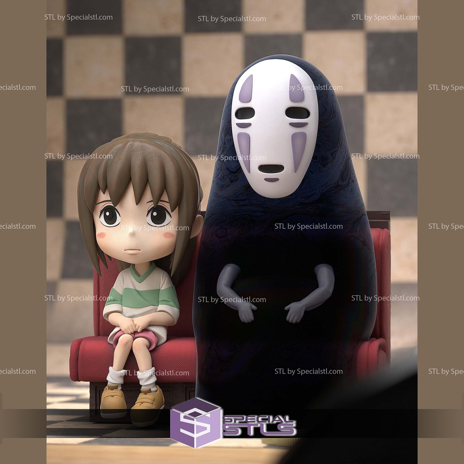 Chihiro Kaonashi Spirited Away Chibi 3D Printer Files STL Model — view 3