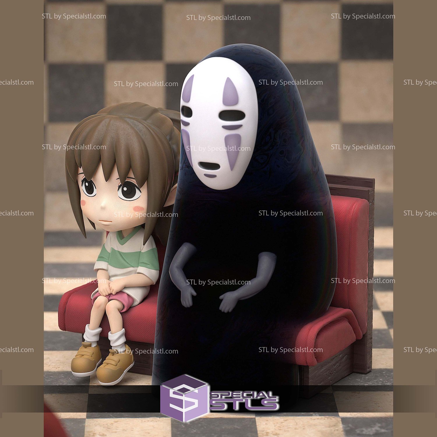 Chihiro Kaonashi Spirited Away Chibi 3D Printer Files STL Model — view 4