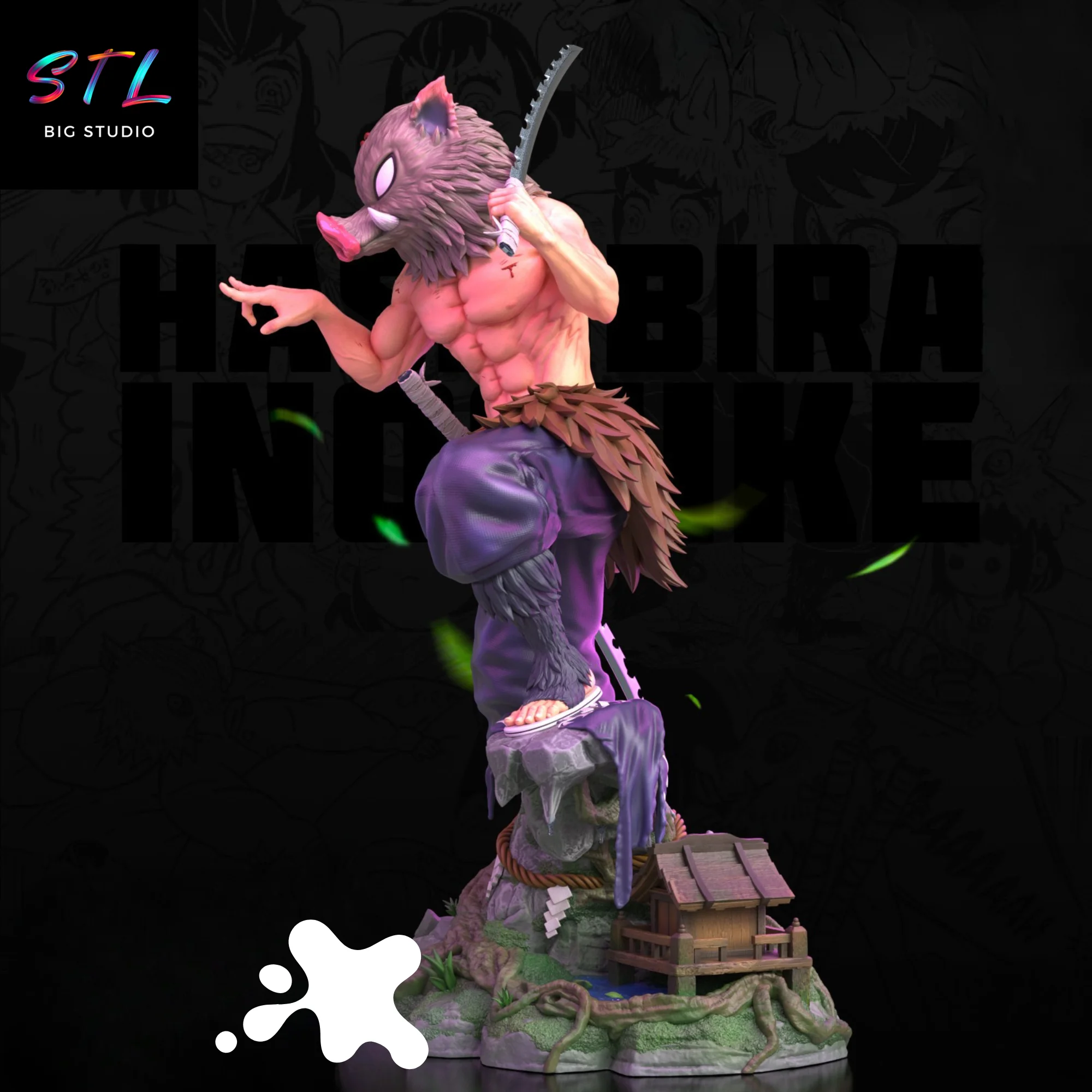 Inosuke Hashibira STL | Kimetsu no Yaiba | 3D Printable Figure Model — view 3