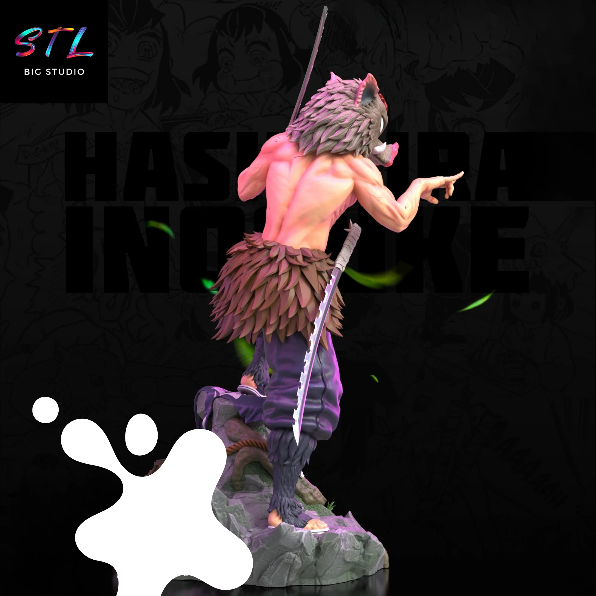 Inosuke Hashibira STL | Kimetsu no Yaiba | 3D Printable Figure Model — view 4
