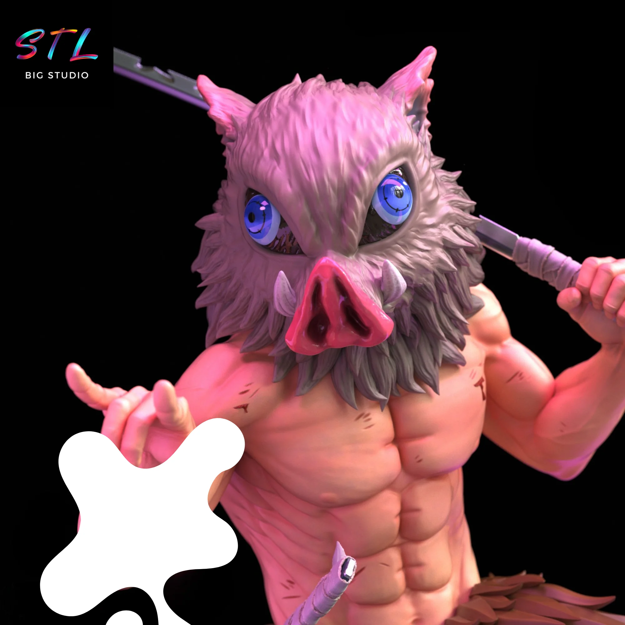 Inosuke Hashibira STL | Kimetsu no Yaiba | 3D Printable Figure Model — view 6