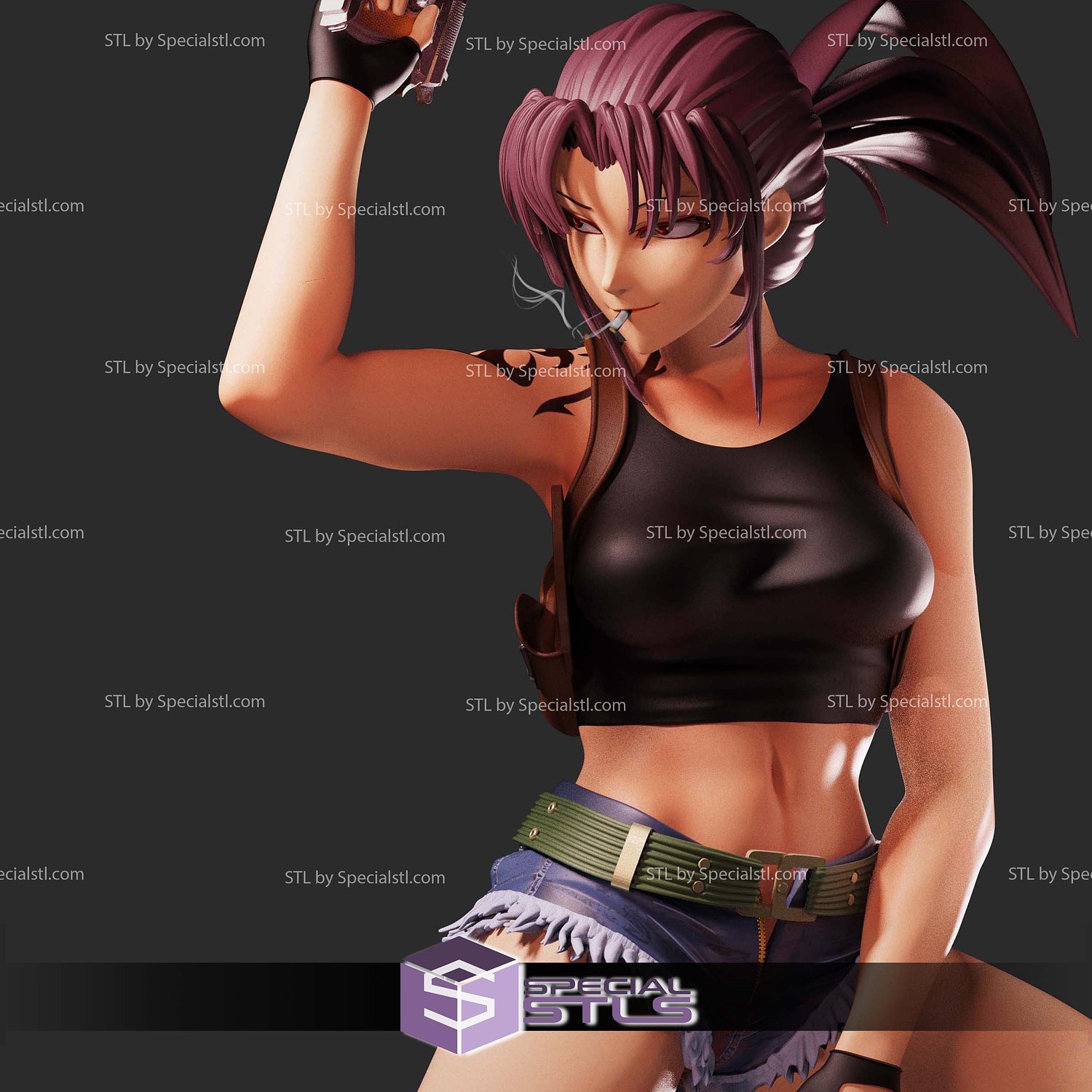 Revy Black Lagoon Boom Base 3D Printer Files STL Model — view 2