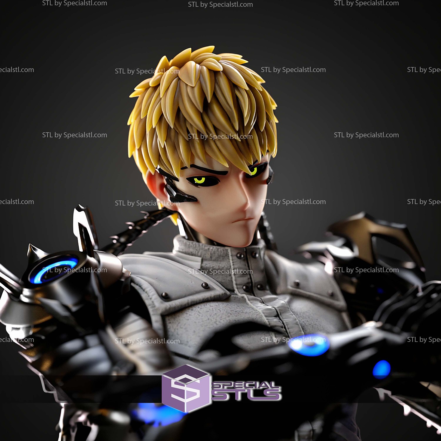 Genos powerful cyborg STL Files 3D Model — view 2