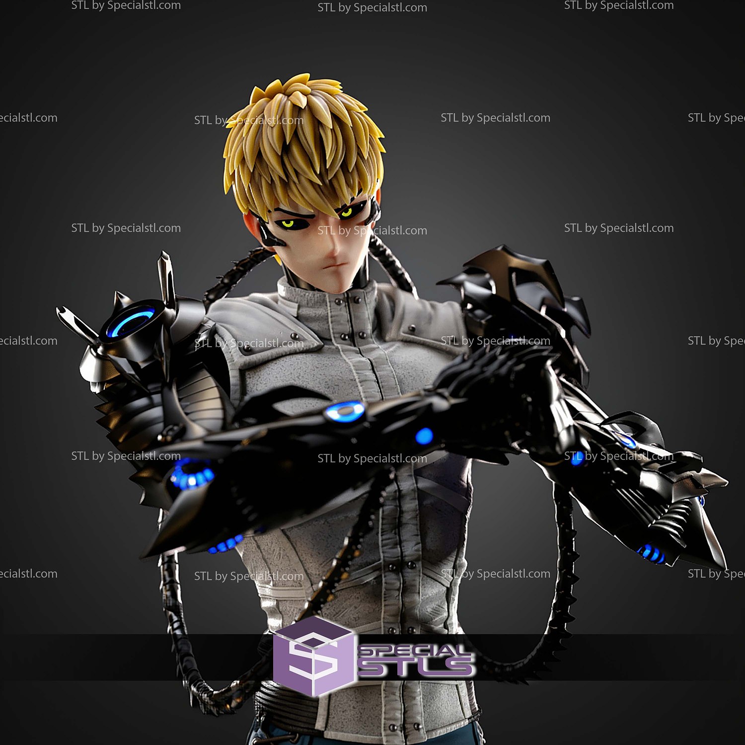 Genos powerful cyborg STL Files 3D Model — view 3