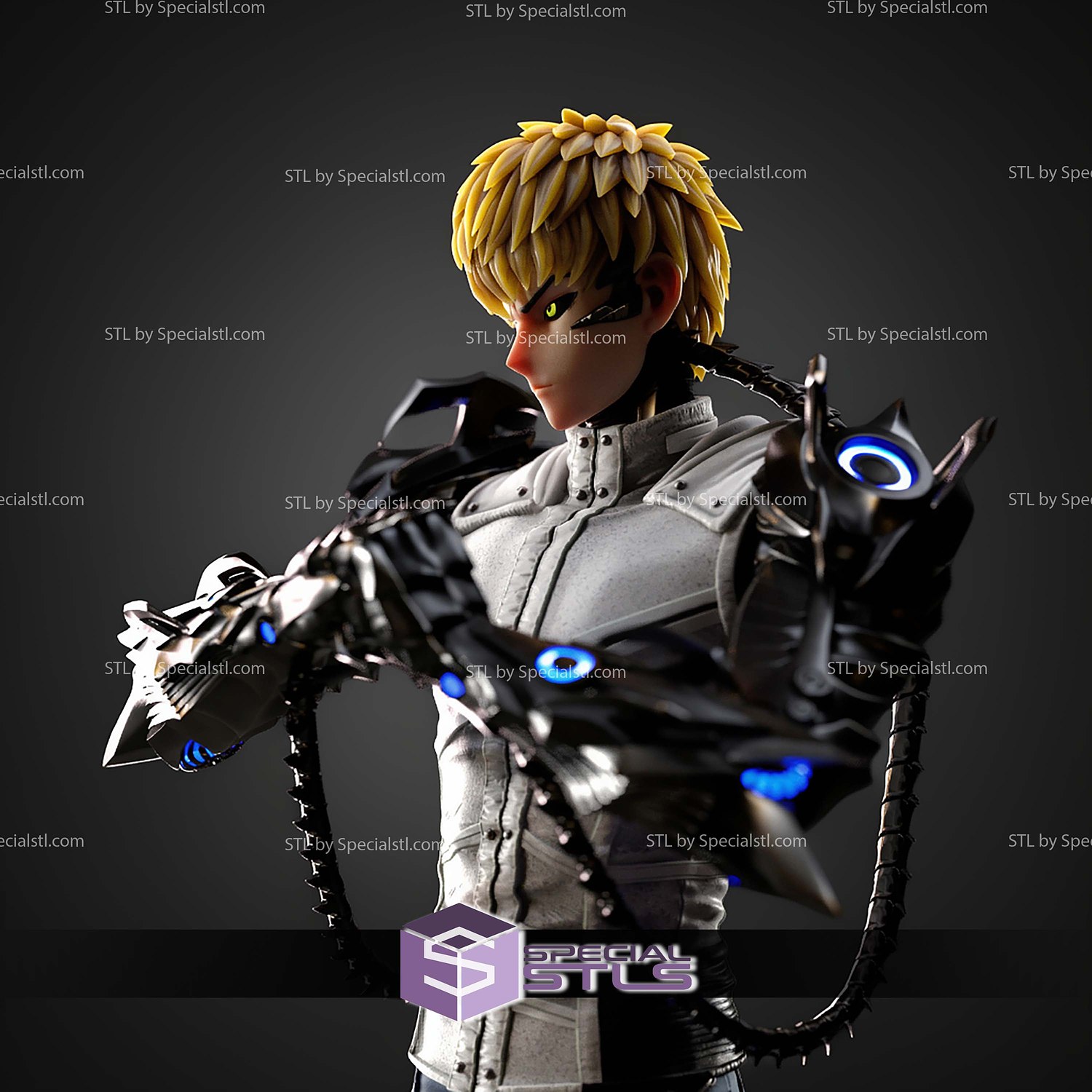 Genos powerful cyborg STL Files 3D Model — view 4